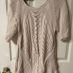 GAP All-Season Short Sleeve Cotton Knit Sweater Cream Tan Size L